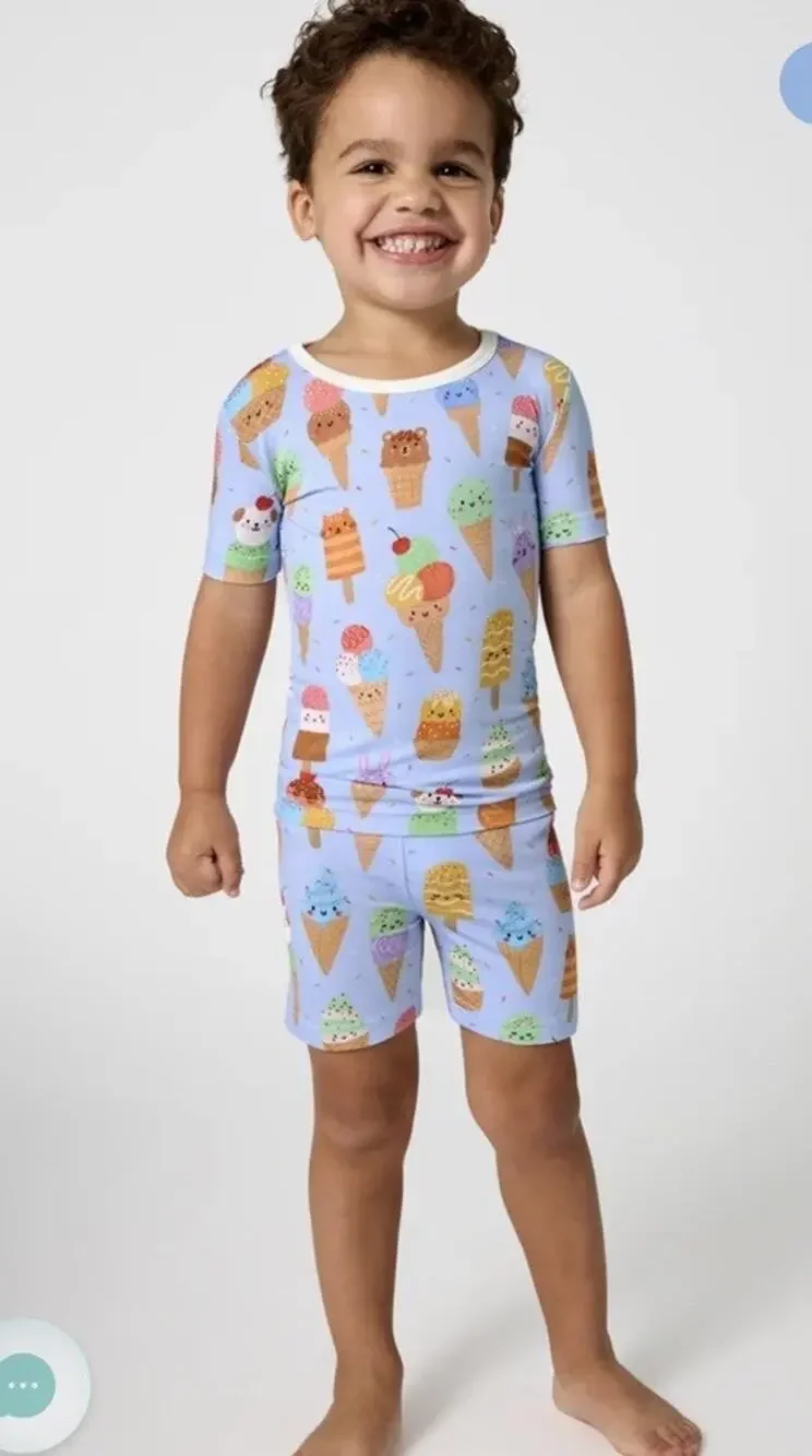 Little Sleepies Scoop Squad 2 Piece Short Sleeve Shorts Pajama Set 18-24 Months